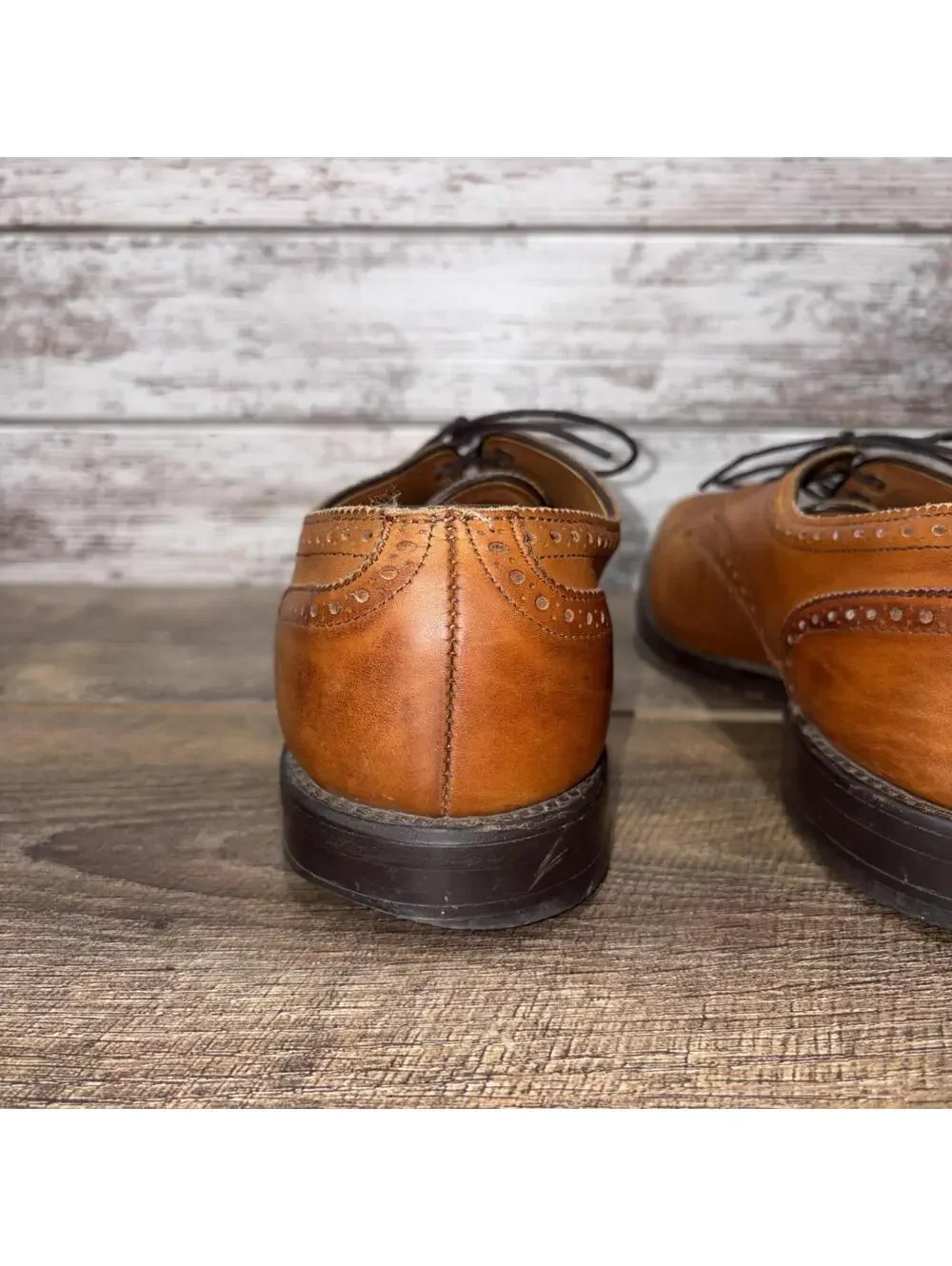 ALLEN EDMONDS Sanford Oxford Shoes Mens 9.5 D Brown Leather Cap Toe Brogue USA